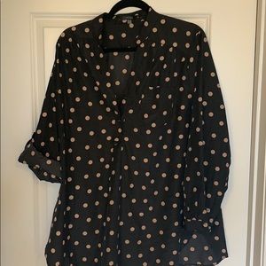 Black with tan polka dots tunic size 2XL